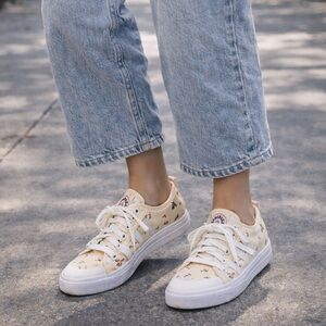 Adidas Cream Floral Platform Sneakers